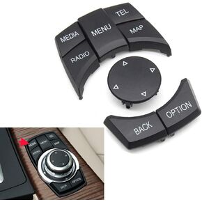 Black CIC iDrive Multimedia Control Button Cover Compatible with BMW 1 3 5 X1 X3 X5 X6 Series Console Menu Knob Button Replacement for BMW F20 F22 F30 F34 F36 F10 F02 F06 F25 F15 (Model B)