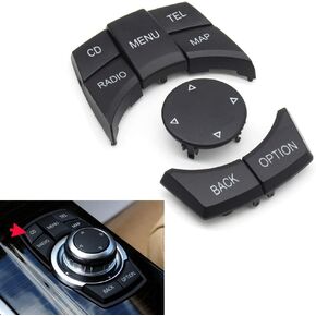 Black CIC iDrive Multimedia Control Button Cover Compatible with BMW 1 3 5 X1 X3 X5 X6 Series Console Menu Knob Button Replacement for BMW F20 F22 F30 F34 F36 F10 F02 F06 F25 F15 (Model B)