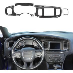Linskip Dash Board Trim Compatible with Dodge Charger 2015 2016 2017 2018 2019 2020 2021 2022 2023, Charger Screen Center Console Panel Cover Trim, Charger Interior Accessories 5pcs(Matte Black)