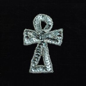 Expo International Ankh Cross Sequin Patches/Appliques, Silver