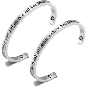 PLITI Funny Short Tall BFF Matching Gifts Best Friends Bracelet Set of 2 BFF Gift Jewelry