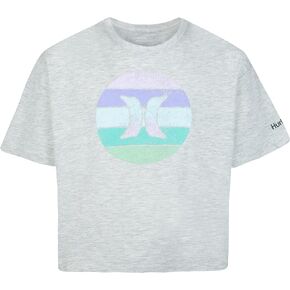 Hurley Girl's Oversized Boxy Graphic T-Shirt (Big Kids) Blue/Horizon LG (12-14 Big Kid)