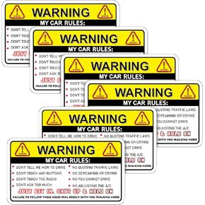 Frienda 6 Pieces Funny Car Safety Warning Rules Stickers Adhesive Vinyl for Vehicle Window Graphic Bumper Stickers