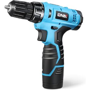 DNA MOTORING 12V Max Variable Speed Cordless Drill/Driver 21+1 Torque Setting Power Drill Kit 3/8 in Keyless Chuck, W/Charger, LED, Blue/Black, TOOLS-00517