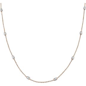 PORI JEWELERS 14K Gold Over Sterling Silver 3mm Anchor Oval Bead Moon Cut Chain Necklace- Available in Yellow, Silver, Rose or 3 Color