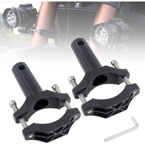 2pcs Motorcycle Bumper Clamp Bracket, Driving Fog Lights Holder, Auxiliary Lights Mounting, 360 Degree Adjustment Horizontal Bull Bar Mounting Bracket (Black 2PCS)