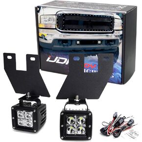 iJDMTOY متوافق مع Ford 1999-2004 F-250، 2001-2004 F-350 F-450 F-550 Super Duty & Excursion، مصابيح ضباب LED عالية الطاقة كاملة 40 وات مع دعامة تثبيت، سرج الأسلاك، مفتاح تشغيل/إيقاف
