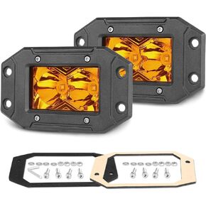 قرون LED صفراء، مصابيح الضباب لقيادة الدراجات النارية 5 بوصة من AWLUKER 2 قطعة 80 وات بقعة على الطرق الوعرة أضواء عكسية أضواء احتياطية، قرون LED دافق لشاحنة UTV ATV SUV Jeep Chevy Tractor Boat in Kuwait