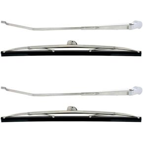 United Pacific 110299 1966-1977 Ford Bronco Wiper Arm & Blade Kit, Polished Stainless Steel