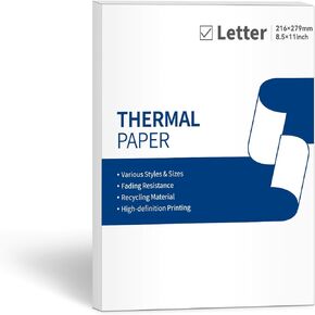Thermal paper US letter 100 sheets, 8.5x11 thermal paper compatible with Phomemo M08F, M832,M834,M835, A80, MT810 and other portable thermal printers