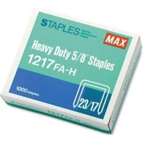 Max Flat Clinch Heavy-Duty Staples for MXBHD12F Stapler, 0.625-Inch Leg Length, 1000 per Box (1217FA-H)