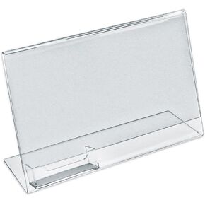 Azar Displays 252044 11" W x 8.5" H Horizontal Slanted L-Shape Sign Holder with Attached Business Card Pocket, 10-Pack