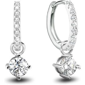 Huggie Hoop Earrings for Women Sterling Silver Dangle Hoop Earrings with CZ Charms Small Tiny Cubic Zirconia Dangling Diamond Jewelry Gifts Hypoallergenic Cuff Cartilage Earring for Teen Girls