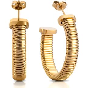 14K Gold Plated Hoop Earrings for Women Stainless Steel Silver Earrings Hoops Snake Bone Earrings Jewelry 30mm 45mm