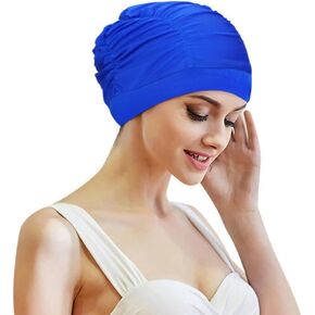 Pleated Women Swimming Cap Bathing Anti-Slip Elastic Pool Gym Underwater Sport Turban Comfortable Elegant Non Waterproof Swim Hat Wrap