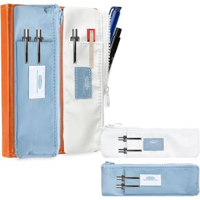 Pen Holder for Notebook, 2PCS Pen Pouch Small Pen Holder with Zipper and Adjustable Elastic Band Double Storage Slim Pencil Bag Journal Pen Holder for Office Home Stationary Supplies