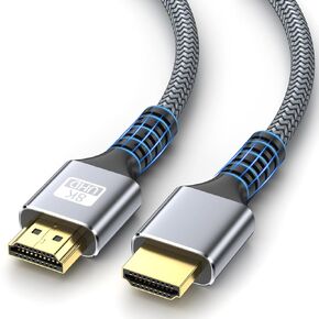 كابل HDMI 4K بطول 50 قدم فائق السرعة HDMI 2.0 كابل 4K @ 60HZ موصل ARC ثلاثي الأبعاد مطلي بالذهب إيثرنت سلك HDMI لإرجاع الصوت والفيديو لشاشة تلفزيون UHD والكمبيوتر المحمول Xbox PS4/PS5 Roku TV إلخ. (فضي) ﻿