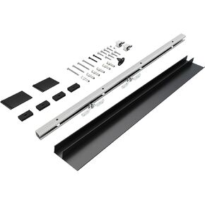 JUBEST 8FT Barn Door Sliding Hardware Track Kit, Aluminium Alloy Box Rail Hardware for Classic Modern Interior Single Wooden Door,Low Clearance