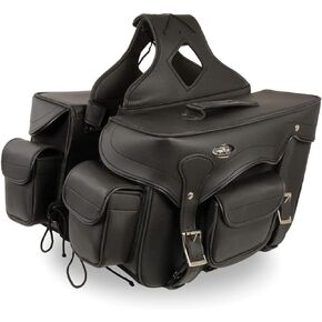 Milwaukee Performance SH666ZB Black PVC Double Front Pocket Throw Over Saddle Bag with Reflective Piping - One Size