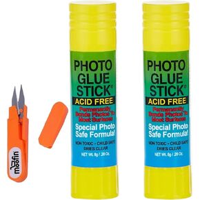 Photo Glue Stick, 8g, Bundle with Westlake Art Embroidery Scissors - Acid-Free, Precise Application for Scrapbooking, Card Making, Dries Clear, Photo Paste Glue ~ [Pack of 2] in Saudi Arabia