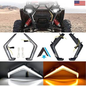 ضوء إشارة الانعطاف RZR، مجموعة دخان أمامية من Arsenal IP67 بتوقيع الدخان الأمامي/ضوء فانغ كهرماني/أبيض متوافق مع 2019 إلى 2021 Polaris RZR XP1000 Turbo OEM مناسب تمامًا in Kuwait