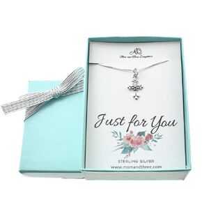 Scrolled Cross Necklace in Sterling Silver. Religious Necklace. Girls Jewelry. Christian Children's Jewelry. Baptism Gift. First Communion Gift