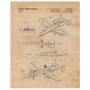 Vintage A10 Warthog Thunderbolt Tank Demolisher Aircraft Prints, 1 (11x14) Unframed Photos, Wall Art Decor Gifts for Home Office Machine Garage Shop USA Aviation School Student Teacher Pilot Coach Fan