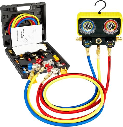 B4B BANG 4 BUCK AC R1234YF R134A مجموعة قياس السيارات 3 صمام مقياس مشعب متوافق مع مبردات R1234yf R134a لشحن الفريون للسيارة والإخلاء in Kuwait