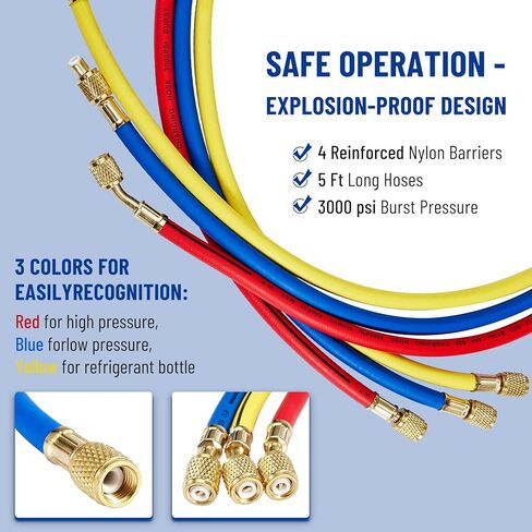 B4B BANG 4 BUCK AC R1234YF R134A مجموعة قياس السيارات 3 صمام مقياس مشعب متوافق مع مبردات R1234yf R134a لشحن الفريون للسيارة والإخلاء in Kuwait