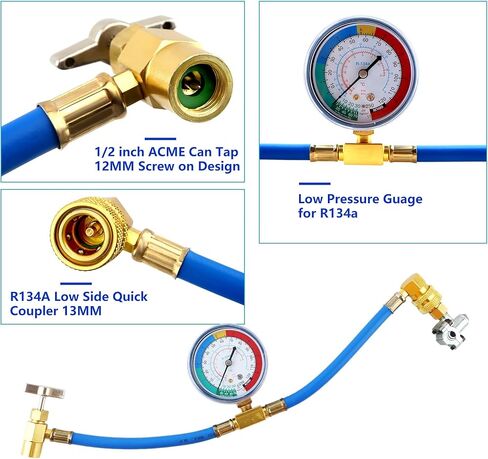 7 قطع من خرطوم إعادة شحن فريون الثلاجة مع مجموعة قياس، وصمام تعديل التيار المتردد، مع صمام صنبور ثقب الرصاص BPV31، ومحول الغلق الذاتي R134A لأدوات إصلاح نظام إعادة شحن المبردات ونظام تكييف السيارة in Kuwait
