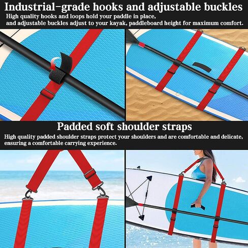 Surfboard Shoulder Strap/Paddle Board/Kayak| Hands-Free SUP Carrying Strap Boards with Padded Shoulder Sling &Paddle cover，Paddle Carrier & Accessories in Saudi Arabia