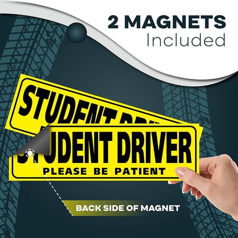 2 قطعة مغناطيس سيارة للسائق الطالب - 10 × 3 مغناطيس للسائق الطالب كن صبورا - مغناطيس سائق جديد للسيارة - علامة السائق المبتدئ - مغناطيس سيارة للسائق الصاعد in Kuwait