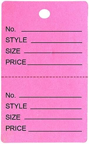 500 Qty Unstrung Pink Price/Receipt Tags w/Easy-Tear Stub in Saudi Arabia
