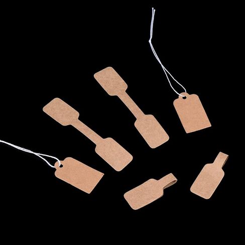 Canomo 520 Pieces Kraft Blank Jewelry Price Tags Stickers and 500 Pieces String Jewelry Price Label for Jewelry Display, Rectangle Shape, Brown in Saudi Arabia