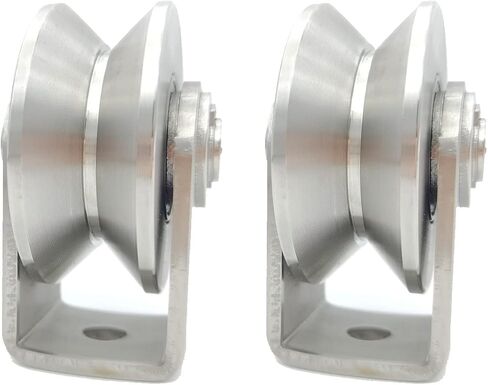 2pcs Stainless Steel V Groove Wheel Heavy Duty Caster Rigid Track Wheel Pulley Sliding Gate Rollers with Bracket for Sliding Gate, Rolling Gate, Inverted Track, Industrial Machines in Saudi Arabia