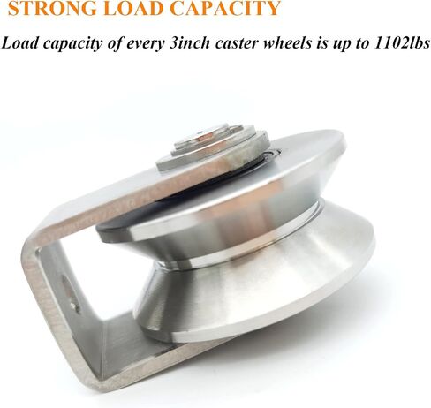 2pcs Stainless Steel V Groove Wheel Heavy Duty Caster Rigid Track Wheel Pulley Sliding Gate Rollers with Bracket for Sliding Gate, Rolling Gate, Inverted Track, Industrial Machines in Saudi Arabia