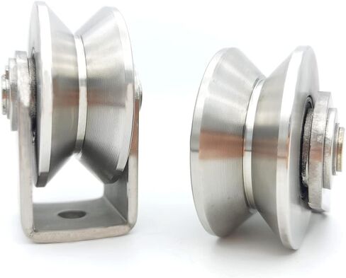 2pcs Stainless Steel V Groove Wheel Heavy Duty Caster Rigid Track Wheel Pulley Sliding Gate Rollers with Bracket for Sliding Gate, Rolling Gate, Inverted Track, Industrial Machines in Saudi Arabia