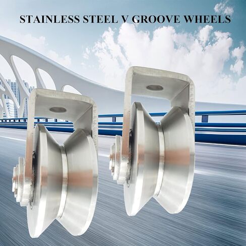 2pcs Stainless Steel V Groove Wheel Heavy Duty Caster Rigid Track Wheel Pulley Sliding Gate Rollers with Bracket for Sliding Gate, Rolling Gate, Inverted Track, Industrial Machines in Saudi Arabia