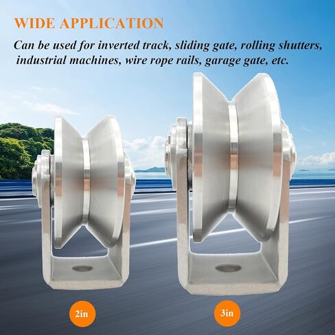 2pcs Stainless Steel V Groove Wheel Heavy Duty Caster Rigid Track Wheel Pulley Sliding Gate Rollers with Bracket for Sliding Gate, Rolling Gate, Inverted Track, Industrial Machines in Saudi Arabia