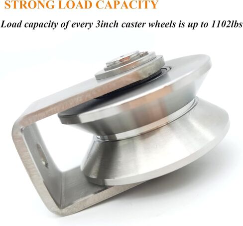 2pcs Stainless Steel V Groove Wheel Heavy Duty Caster Rigid Track Wheel Pulley Sliding Gate Rollers with Bracket for Sliding Gate, Rolling Gate, Inverted Track, Industrial Machines in Saudi Arabia