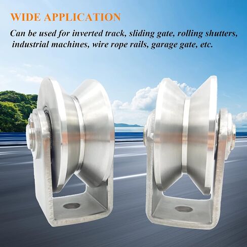 2pcs Stainless Steel V Groove Wheel Heavy Duty Caster Rigid Track Wheel Pulley Sliding Gate Rollers with Bracket for Sliding Gate, Rolling Gate, Inverted Track, Industrial Machines in Saudi Arabia