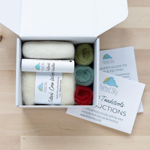 مجموعة التلبيد بالإبرة من Sky Forest Toadstools تعلم كيفية النحت بالصوف | مناسب للمبتدئين للبالغين والمراهقين | يتضمن كل شيء لإنشاء مشهد فطر ثلاثي الأبعاد | لديه تعليمات الفيديو in Kuwait