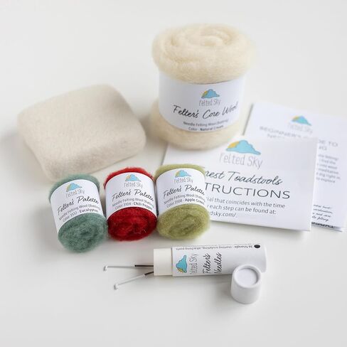 مجموعة التلبيد بالإبرة من Sky Forest Toadstools تعلم كيفية النحت بالصوف | مناسب للمبتدئين للبالغين والمراهقين | يتضمن كل شيء لإنشاء مشهد فطر ثلاثي الأبعاد | لديه تعليمات الفيديو in Kuwait