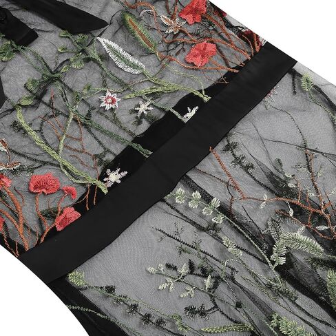 Women's 1950s Vintage Floral Embroidery Dress Illusion 50s Goth Flared Swing Dress Cocktail Party Wedding Dress in Saudi Arabia