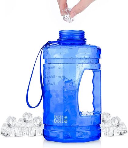 زجاجة مياه تحفيزية بنصف جالون مع قلم تحديد الوقت وفم واسع ومقبض مانع للتسرب، إبريق ماء سعة 64 أونصة لصالة الألعاب الرياضية والرياضات الخارجية ذات سعة كبيرة زجاجات مياه يومية BOTTLEBOTTLE in Kuwait