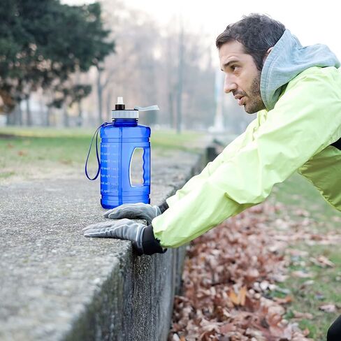 زجاجة مياه تحفيزية بنصف جالون مع قلم تحديد الوقت وفم واسع ومقبض مانع للتسرب، إبريق ماء سعة 64 أونصة لصالة الألعاب الرياضية والرياضات الخارجية ذات سعة كبيرة زجاجات مياه يومية BOTTLEBOTTLE in Kuwait