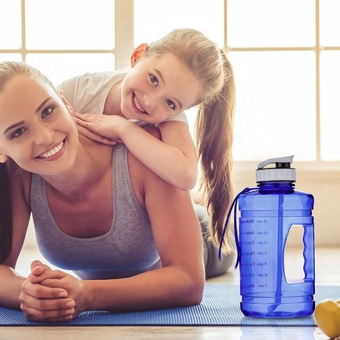 زجاجة مياه تحفيزية بنصف جالون مع قلم تحديد الوقت وفم واسع ومقبض مانع للتسرب، إبريق ماء سعة 64 أونصة لصالة الألعاب الرياضية والرياضات الخارجية ذات سعة كبيرة زجاجات مياه يومية BOTTLEBOTTLE in Kuwait