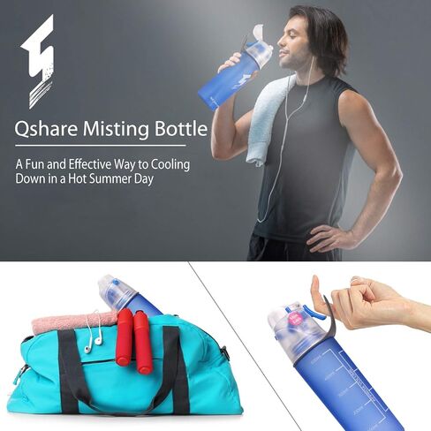 Misting Water Bottle, Spray Mist Sports Bottle for Outdoor Sport Hydration and Cooling Down, BPA-Free Misting Water Bottle with Unique Mist Lock Design (Blue-20oz) in Saudi Arabia