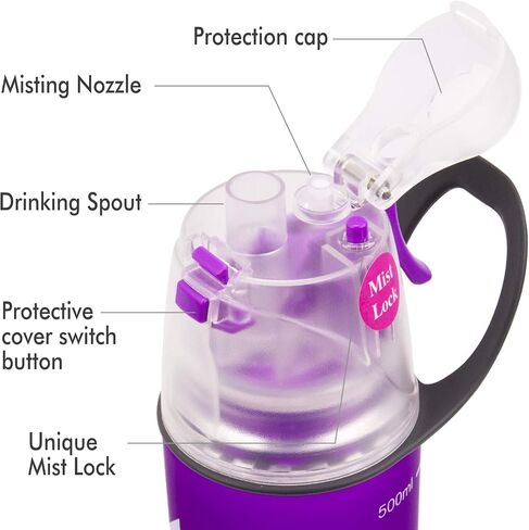 Misting Water Bottle, Spray Mist Sports Bottle for Outdoor Sport Hydration and Cooling Down, BPA-Free Misting Water Bottle with Unique Mist Lock Design (Blue-20oz) in Saudi Arabia