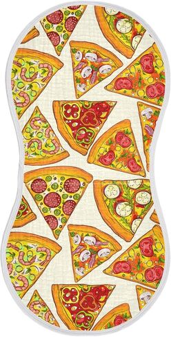 Pizza Slice With Fruit Vegetable Muslin Burp Cloths for Baby 1 Pack Soft 100% Cotton Baby Washcloths Bibs for Boy Girl in Saudi Arabia